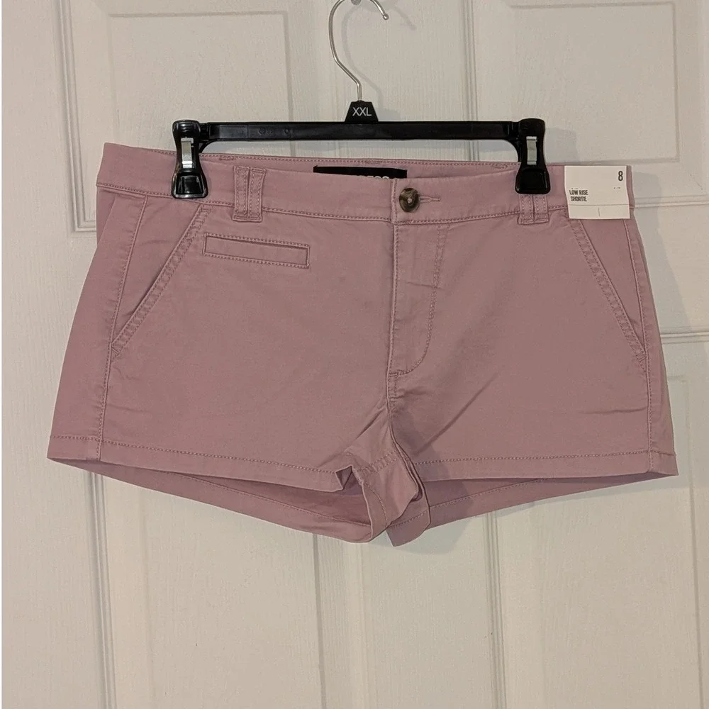 Express Womens Low Rise Shortie Shorts Mauve Pink Cotton Stretch Size 8 NWT